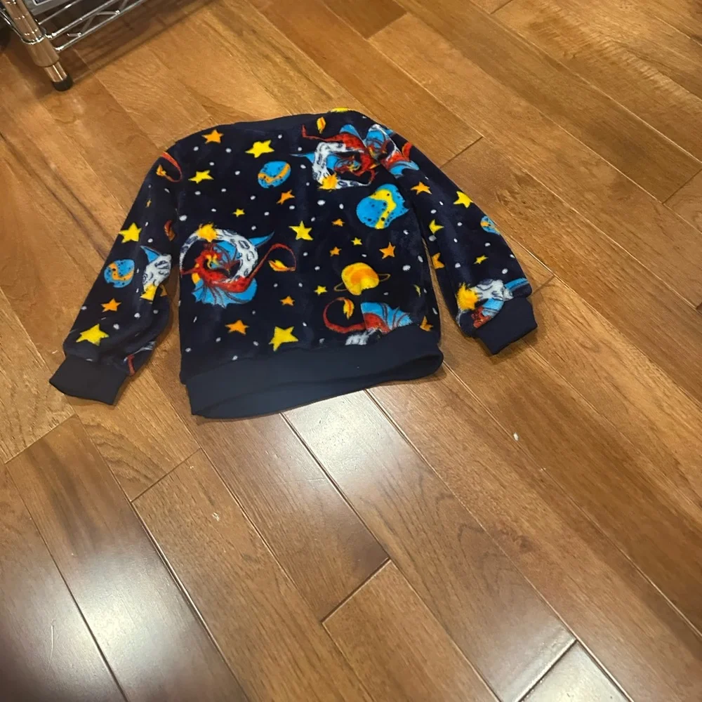 Cozy Boys’ 3T-4T Fleece Pajama Set – Space Print